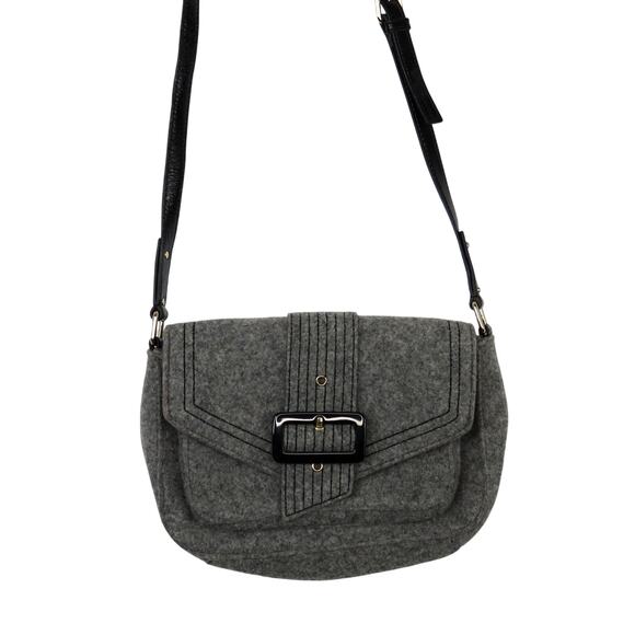 Kate Spade Raleigh Walker Park Wool Crossbody Bag Charcoal Gray Wool Felt Bag - Picture 3 of 11